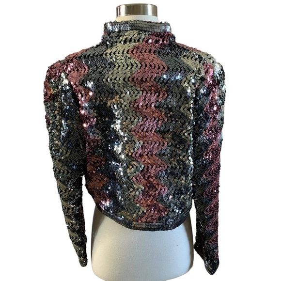 Vintage Ann Green Made In England 60’s 7os Short Sequined Open Front Jacket - Picture 2 of 9